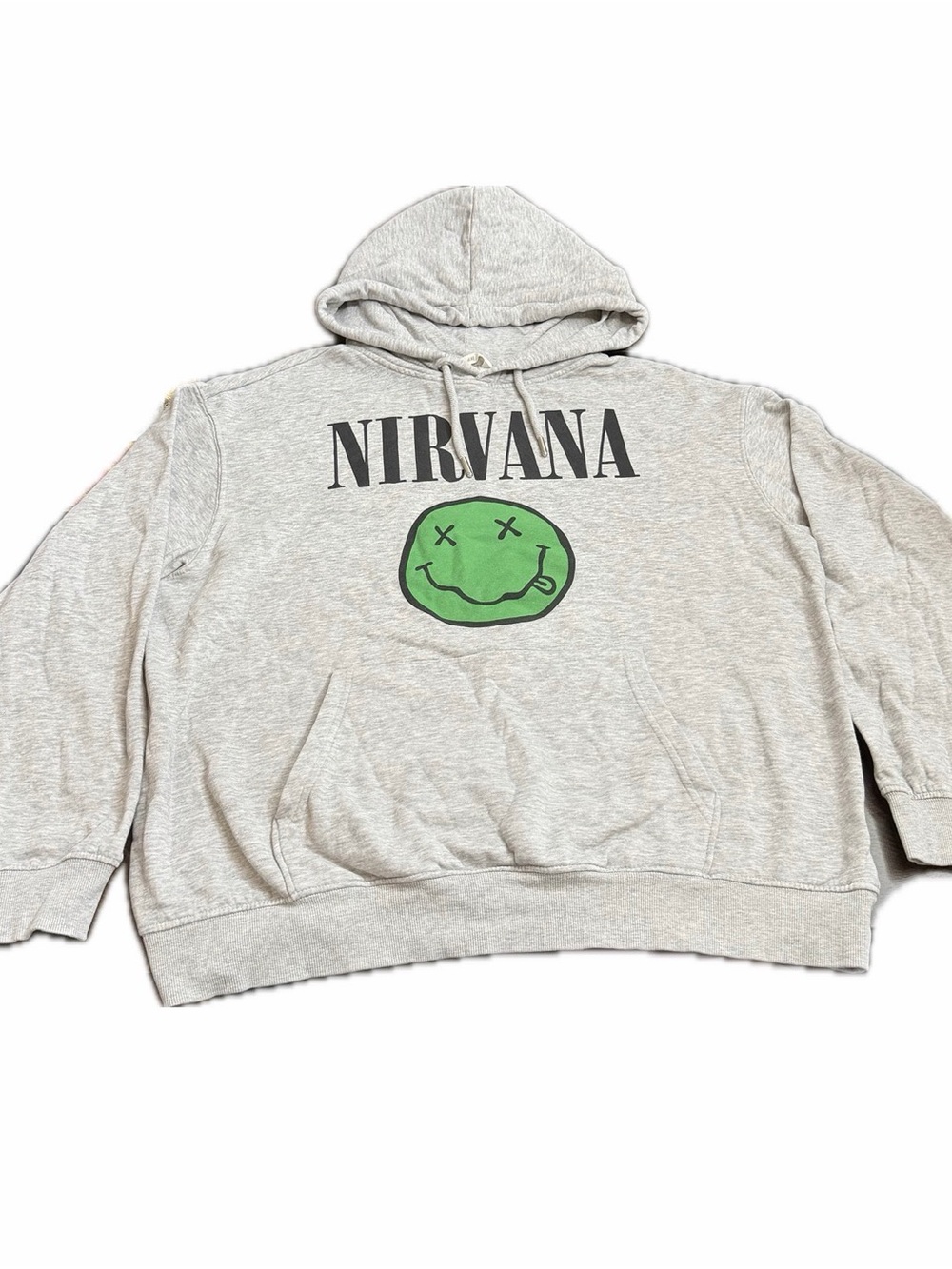 H&M Gray Nirvana Graphic Hoodie with Green Logo